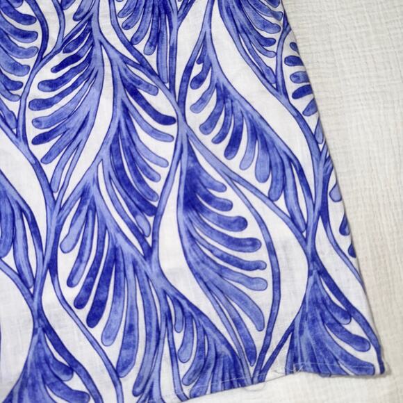 Magaschoni Linen Dress White Blue Summer Women’s 6 Cut Out Resort Wear Vacation - Picture 6 of 16